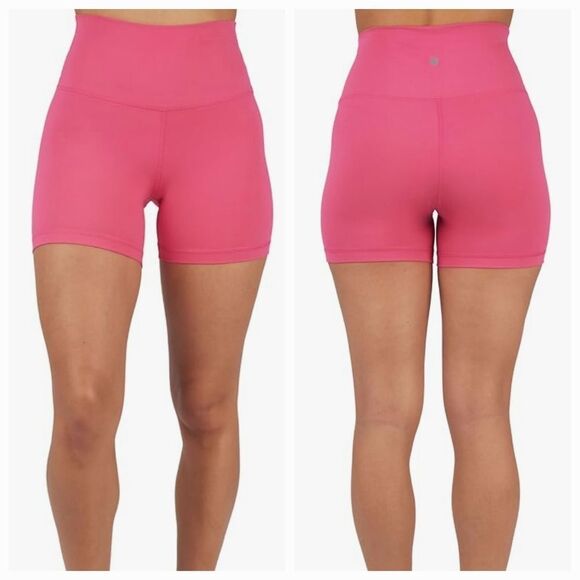 🔹️NWT Yogalicious Hot Pink Lux Tribeca Side Pockets 5" Bike Shorts XSmall - Picture 1 of 10
